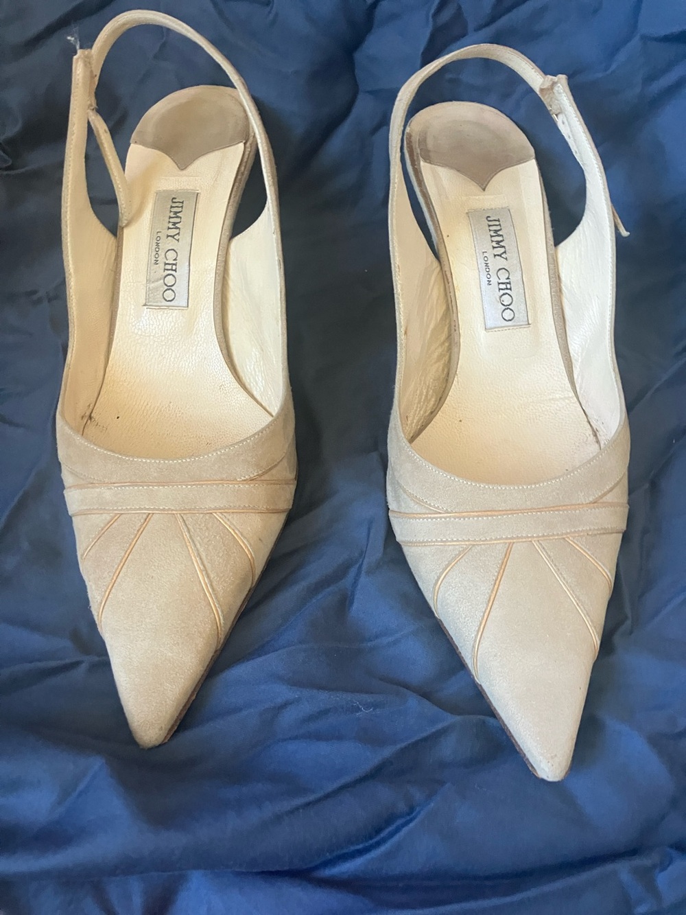 Jimmy Choo Nude Pointed Toe Slingback Heels